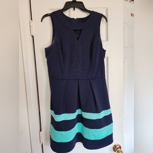 Iz Byer Navy and Mint Mini Dress